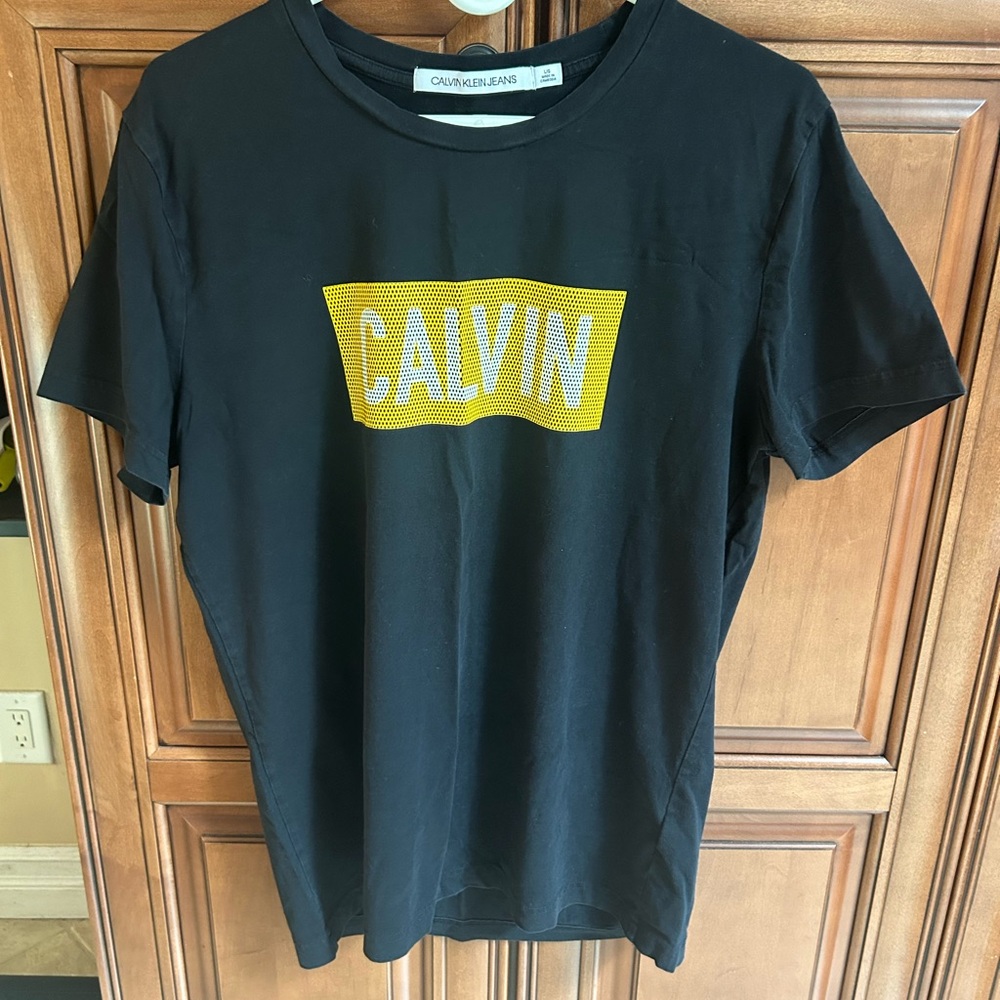 Calvin Klein Black T-Shirt with Yellow Logo